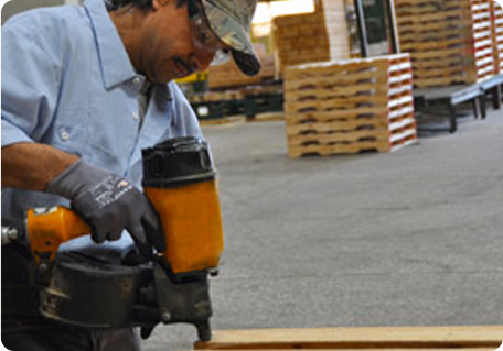 A person working in pallets