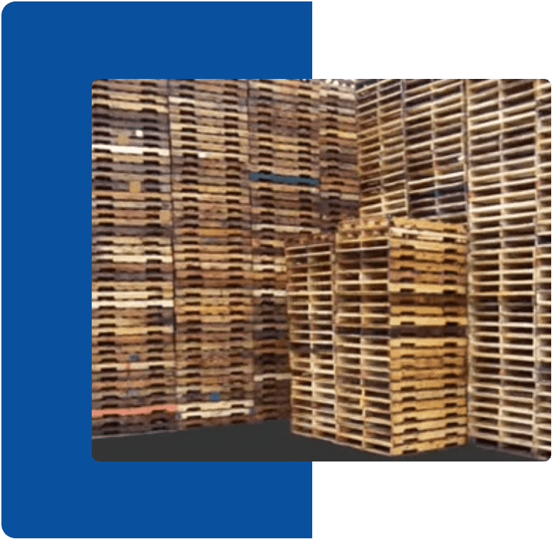Wooden pallet arranged in a row