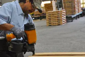 A person working in pallets